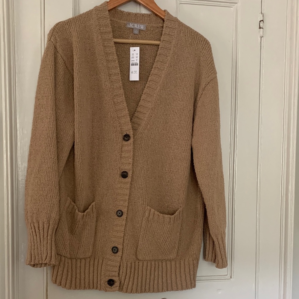 J. Crew marina v-neck cardigan pebble shore size medium new with tags